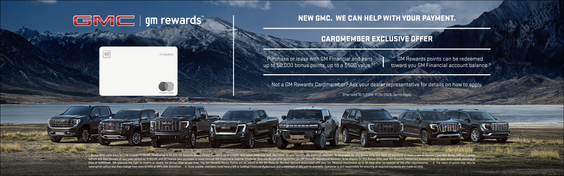 Purchase or lease with GM Financial and earn up to 50,000 bonus points, up to a $500 value.1 and ...
